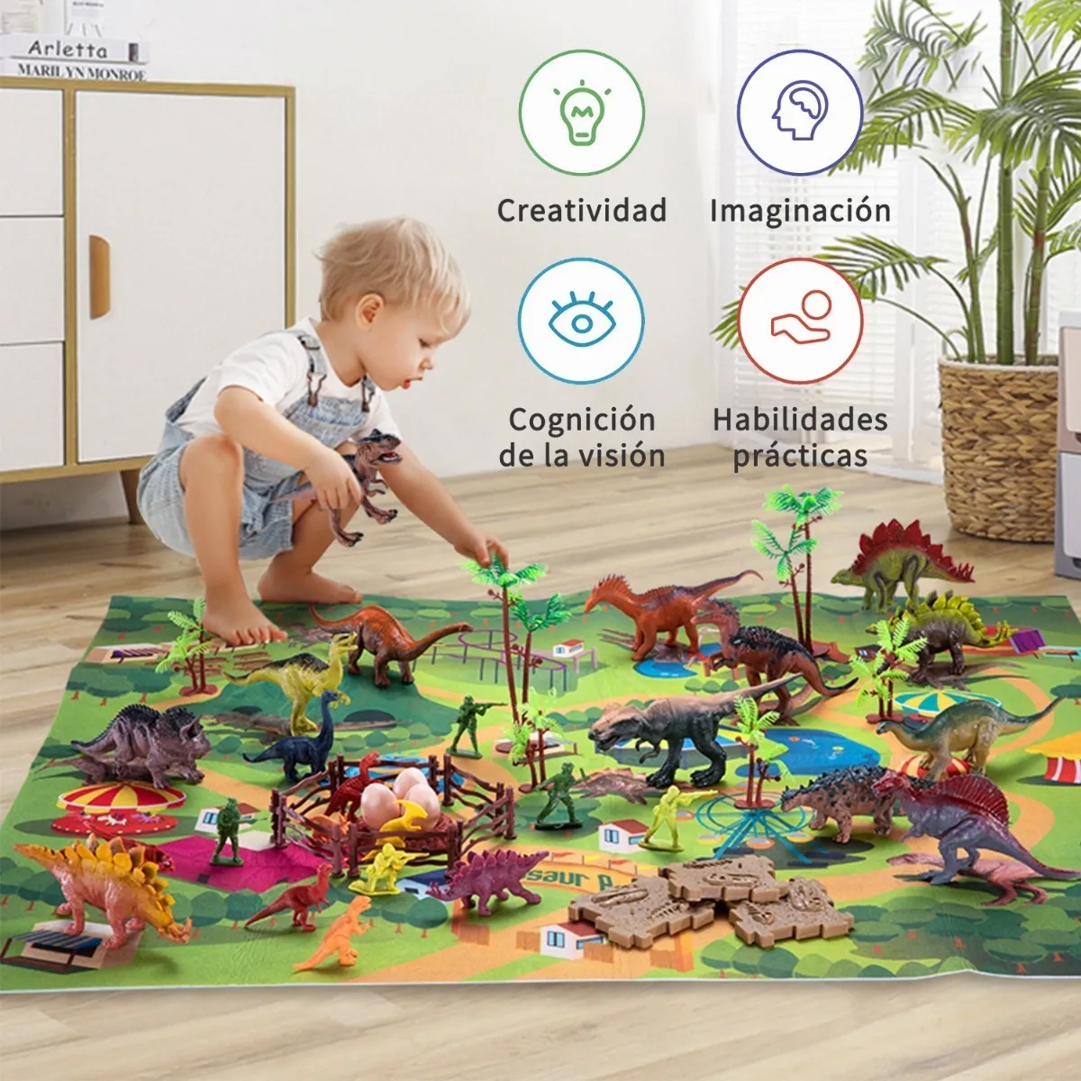  Juguete Dinosaurio Para Niños Con Mapa Y Árbol, 88 Pzas.