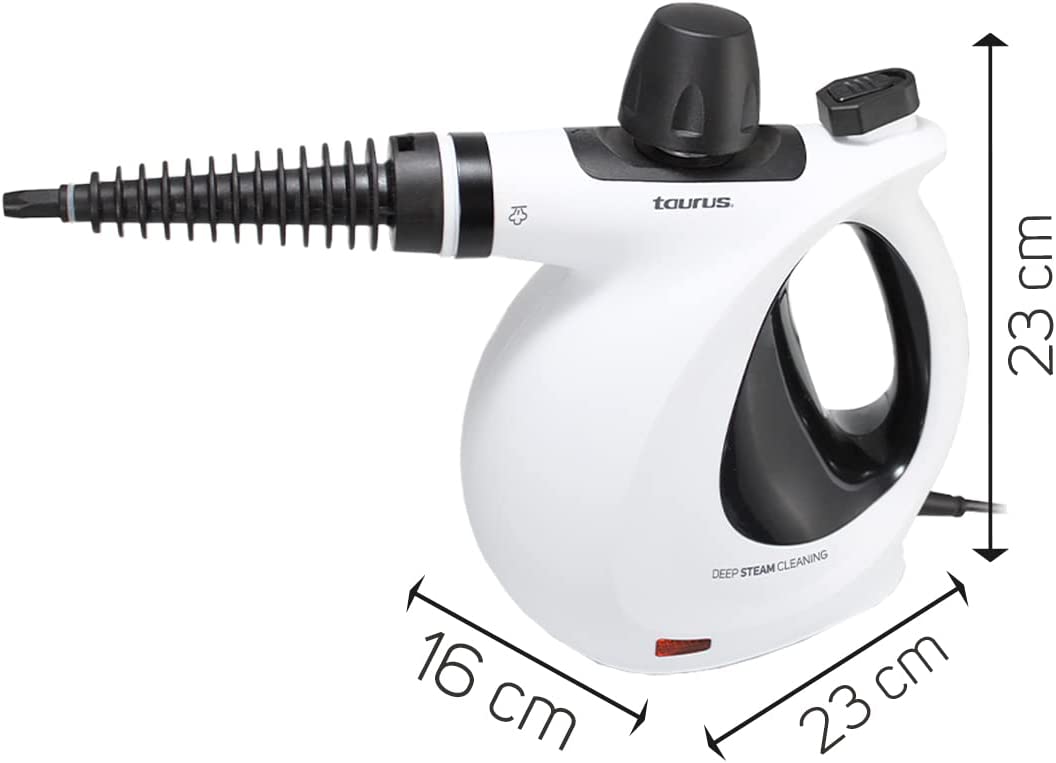 TAURUS MEDUSA CLEAN | Sanitizante a Vapor | Limpiador a Vapor | 3 Bares | Vapor Extra Caliente a Presión para Desinfectar, Desodorizar y Mucho Más | 1150 W | 9 Accesorios