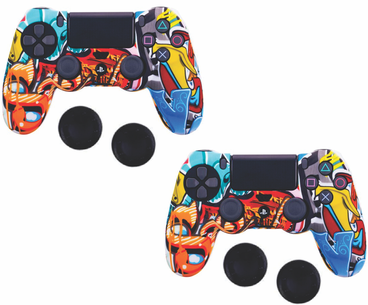 Pack 2 Funda De Silicon Protector Mas Regalo 4 Gomitas De Silicon Para Control Ps4