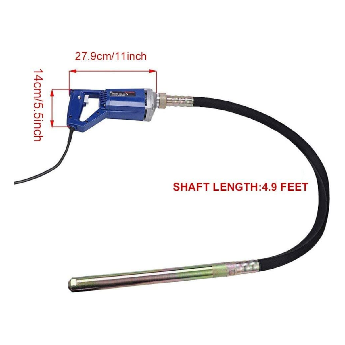 Vibrador de Hormigon Concreto Eléctrico 1300w 13000 Vibraciones por Minuto