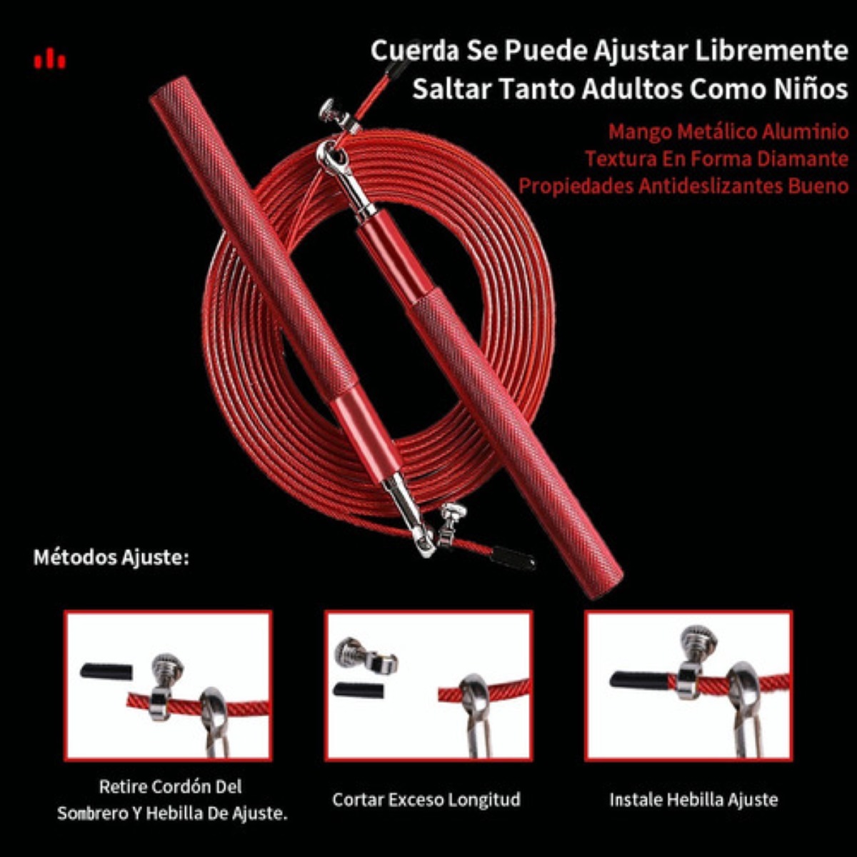 Cuerda Para Saltar Ajustable Crossfit Ultra Rapida 3m Roja 