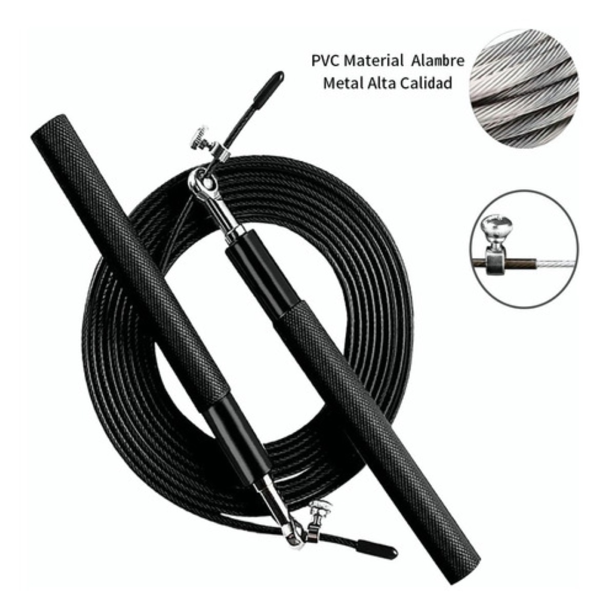 Cuerda Para Saltar Ajustable Crossfit Ultra Rapida 3m Negra 