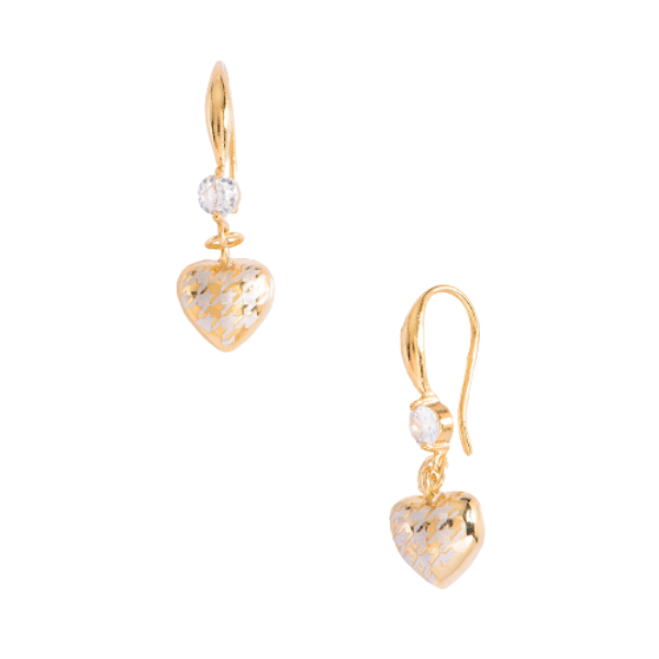 ARETES NICE 4 BAÑOS DE ORO DE 18K COLGANTE CORAZON