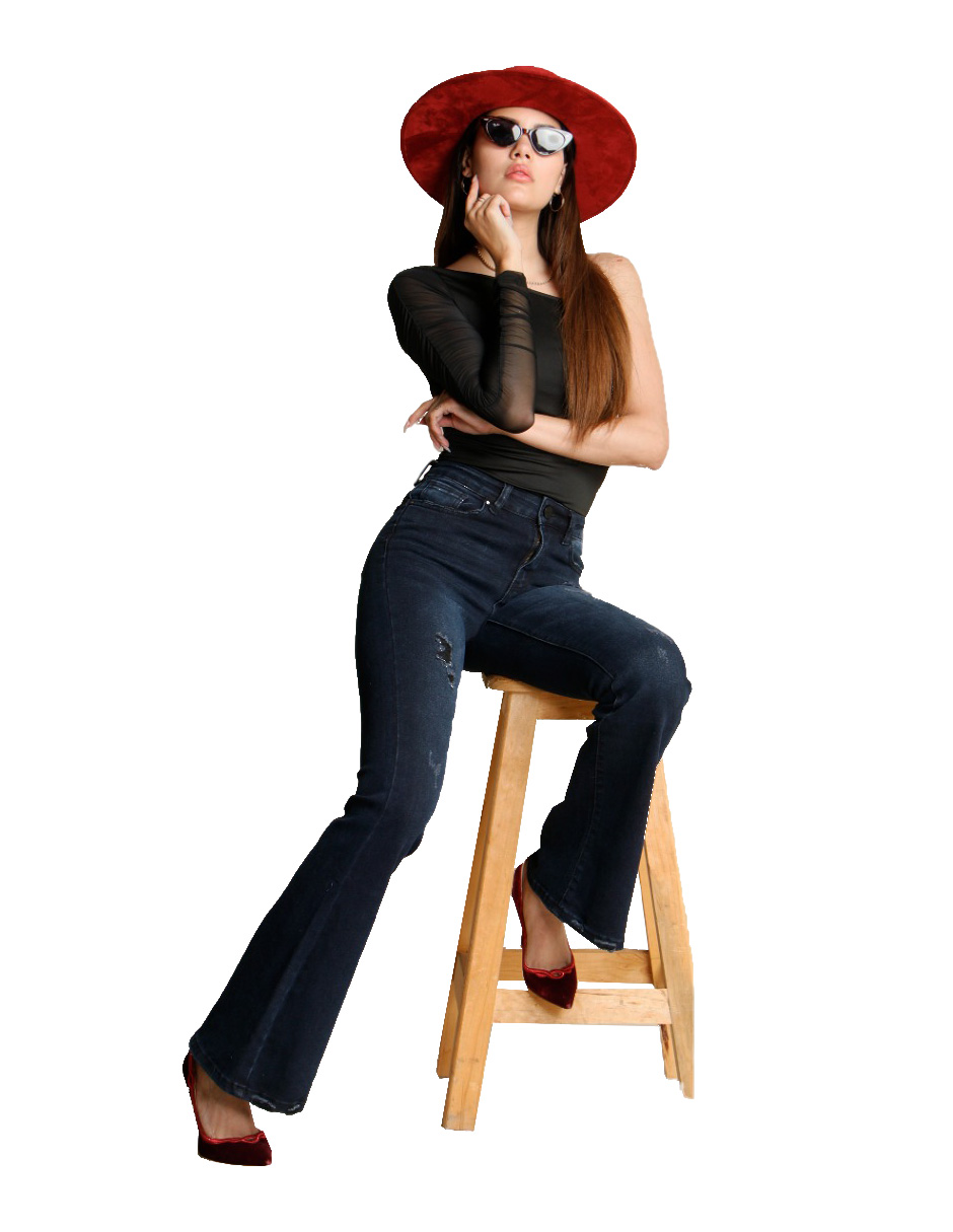 Jeans pantalón mezclilla acampanado mujer para dama