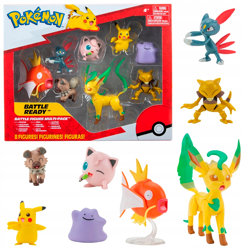 Pack Bandai Pokémon Battle – 8 Figurines 5 à 8 Cm – Pikachu, Rondoudou, Rocabot, Abra, Farfuret, Métamorph, Phyllali, Magicarpe – Dès 4 Ans – Collection Et Jeux