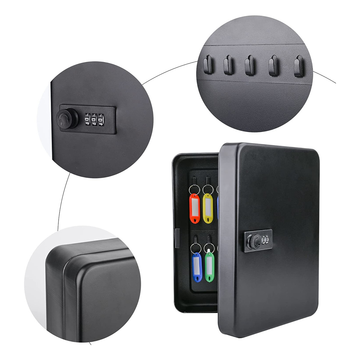 Caja Locker para Llaves con Código de Combinación, Capacidad 28 Llaves con Etiquetas