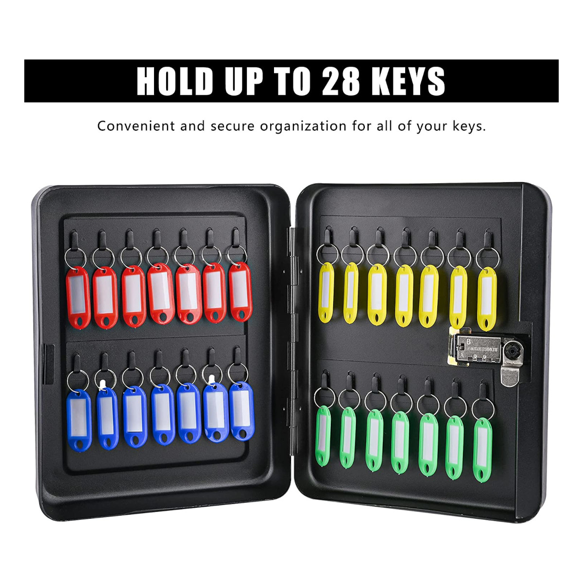 Caja Locker para Llaves con Código de Combinación, Capacidad 28 Llaves con Etiquetas