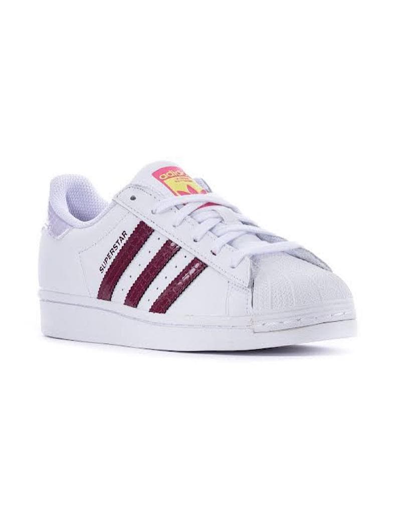 Tenis Adidas Superstar blanco con morado originales H04016