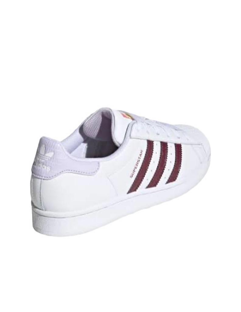 Tenis Adidas Superstar blanco con morado originales H04016