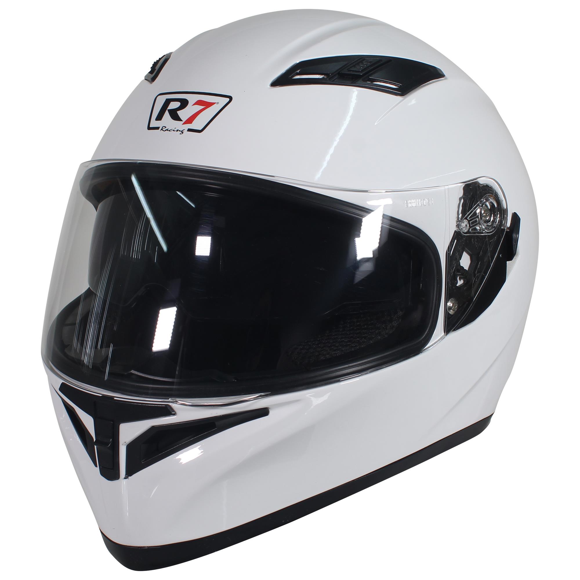 CASCO CERRADO R7 RACING PAINLESS SOLID DOBLE MICA DOT L BLANCO
