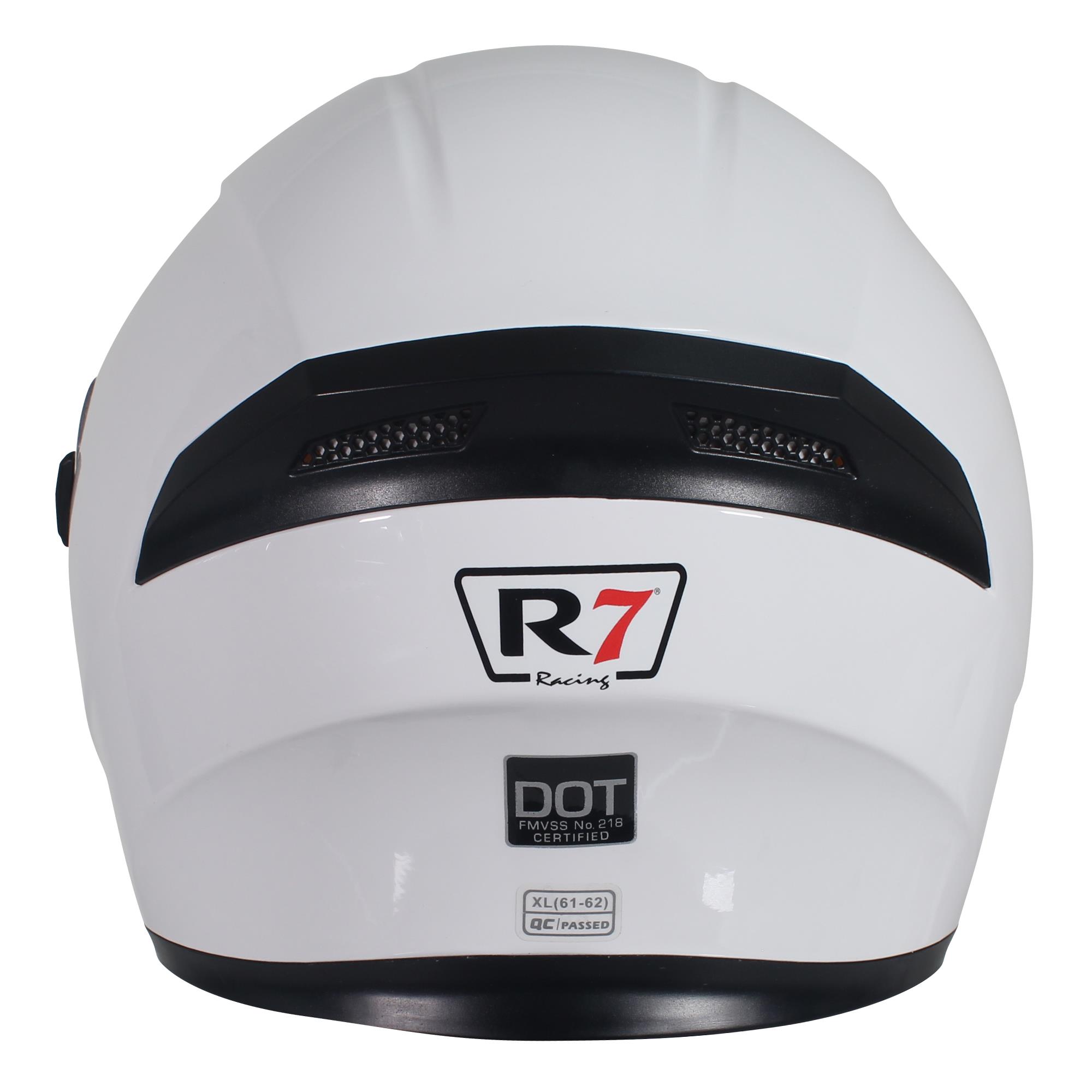 CASCO CERRADO R7 RACING PAINLESS SOLID DOBLE MICA DOT L BLANCO