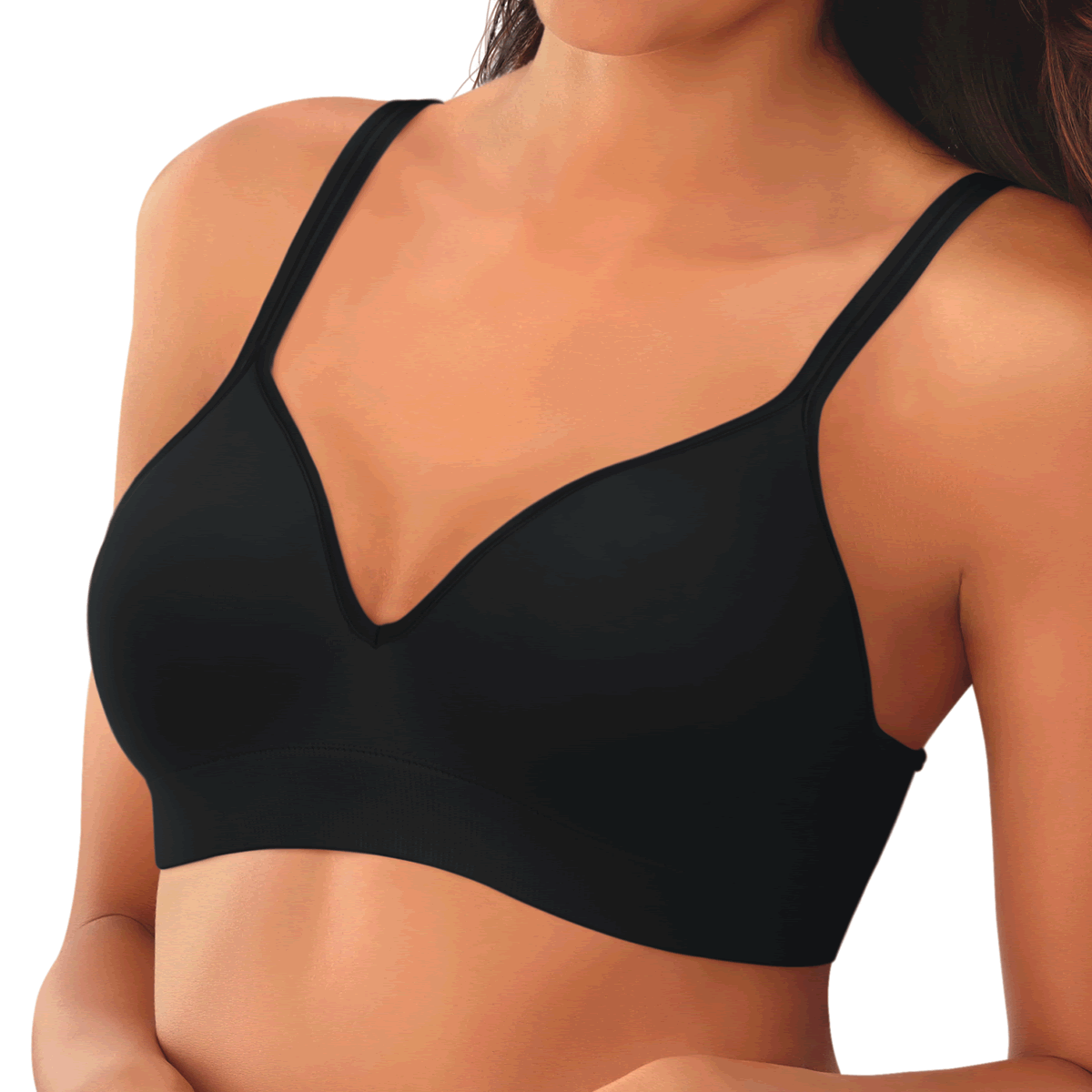Bra de copa moldeada sin costuras y sin varillas con tecnología ComfortFlex Fit. Marca:Playtex..