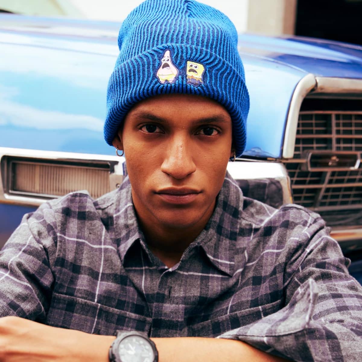 Gorro / Boina invernal color azul de Bob Esponja unisex, unitalla, mod. 1055987