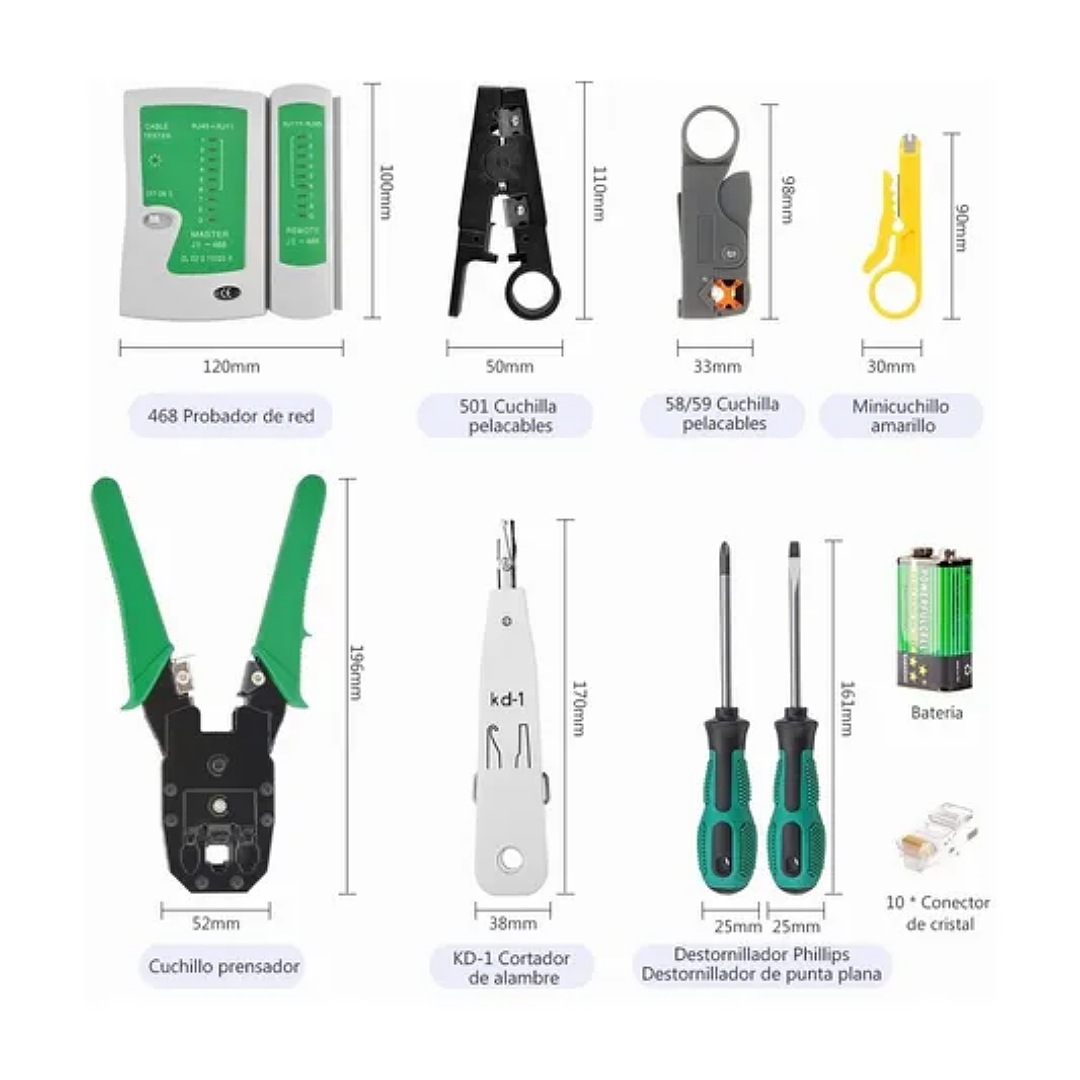 Kit De Herramientas Cableado Redes Basico