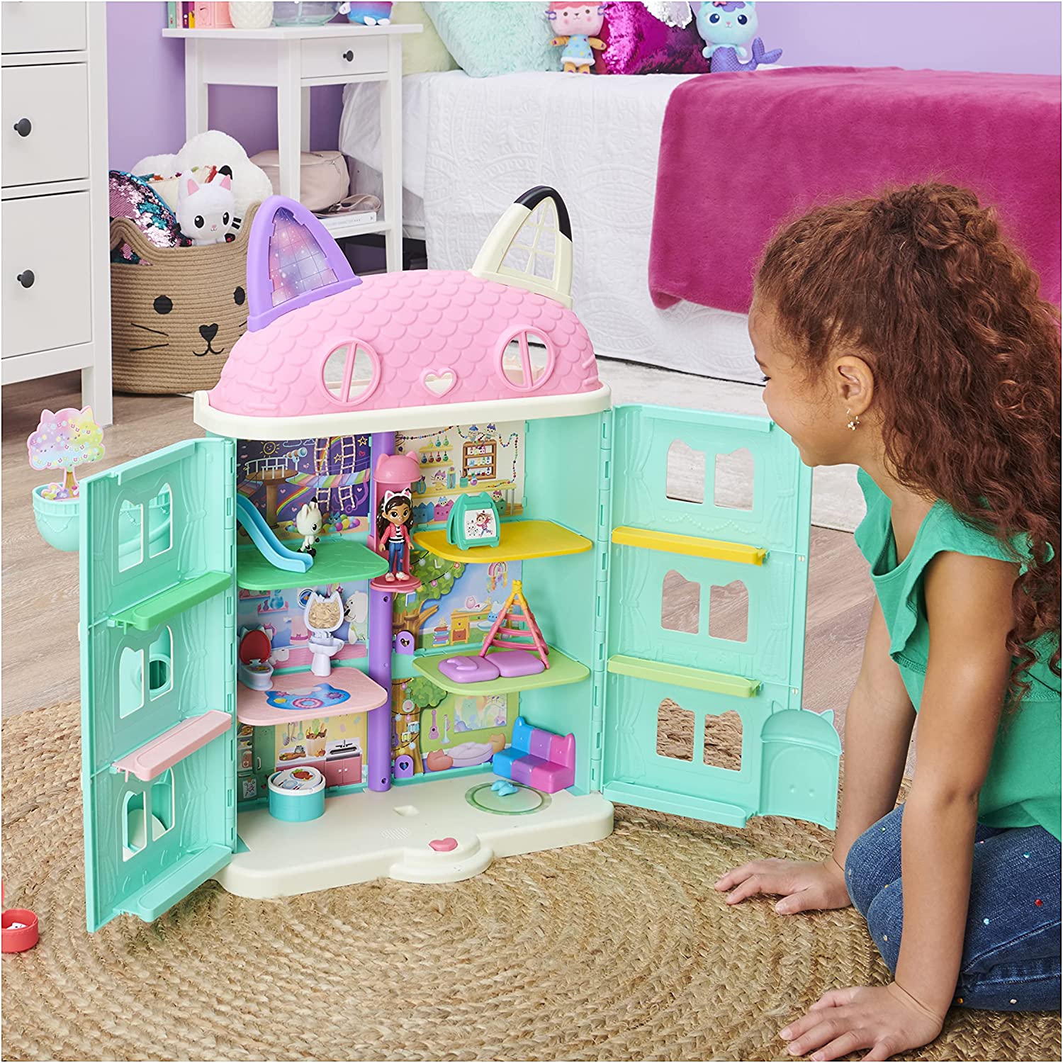 Unboxing la casa de muñecas de Gaby más 3 sets de cuartos//Gabby's  dollhouse #gabbysdollhouse 