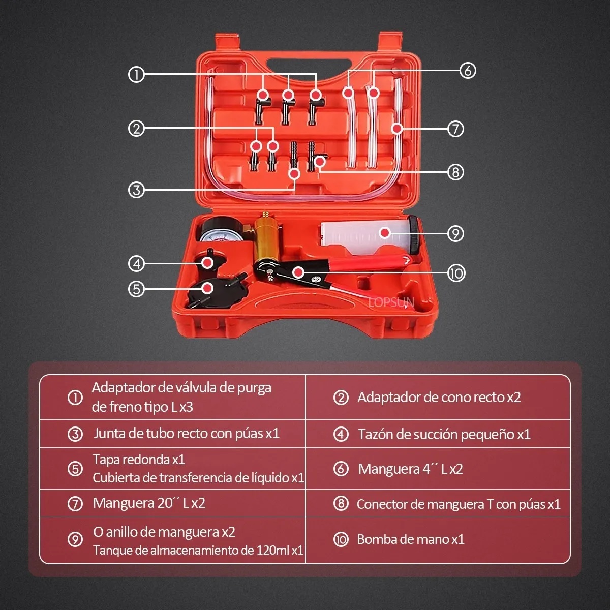 Bomba De Vacio Manual Frenos Purgador Manómetro De Aluminio