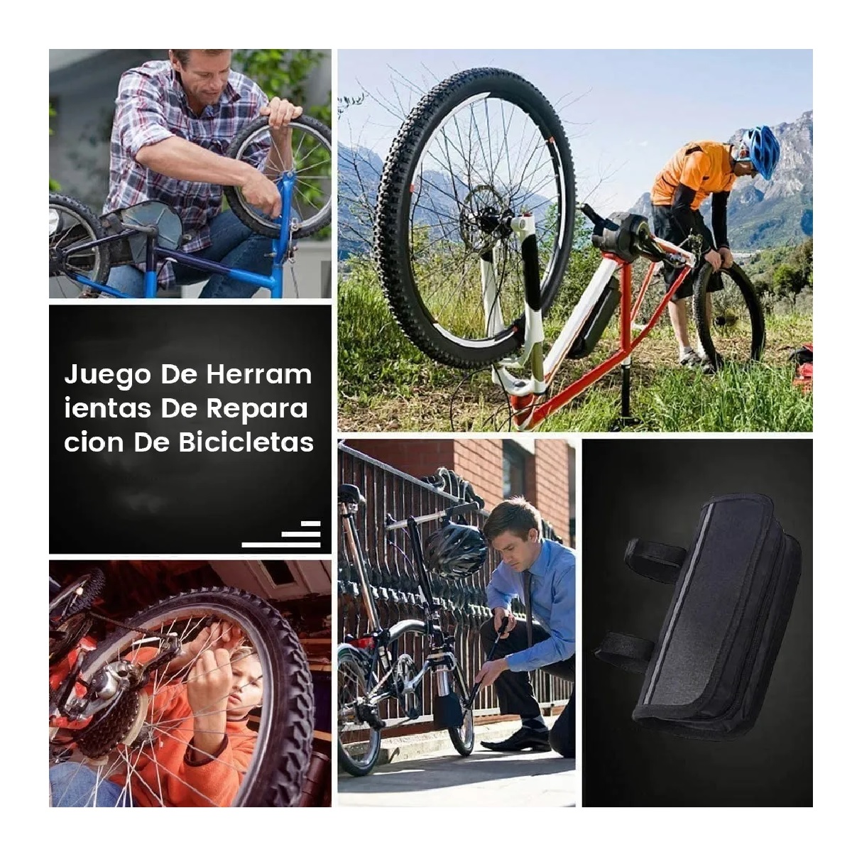 Kit Herramientas de reparación De Bicicleta con bolsa Portátil