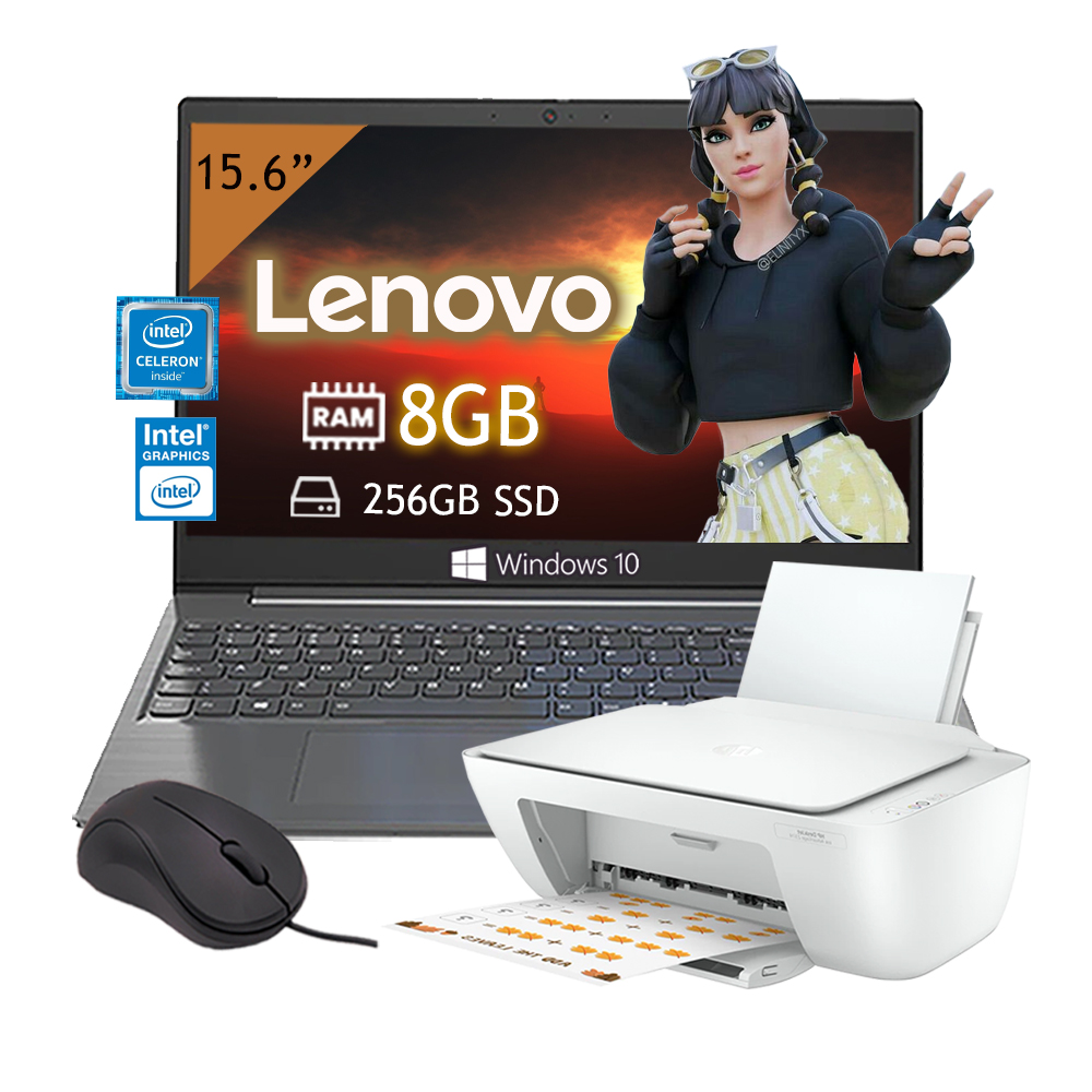 Laptop Lenovo V15-IGL Intel Celeron N4020 15.6'' SSD 256GB/ 8GB Windows 10 - Gris +Impresora + Mouse