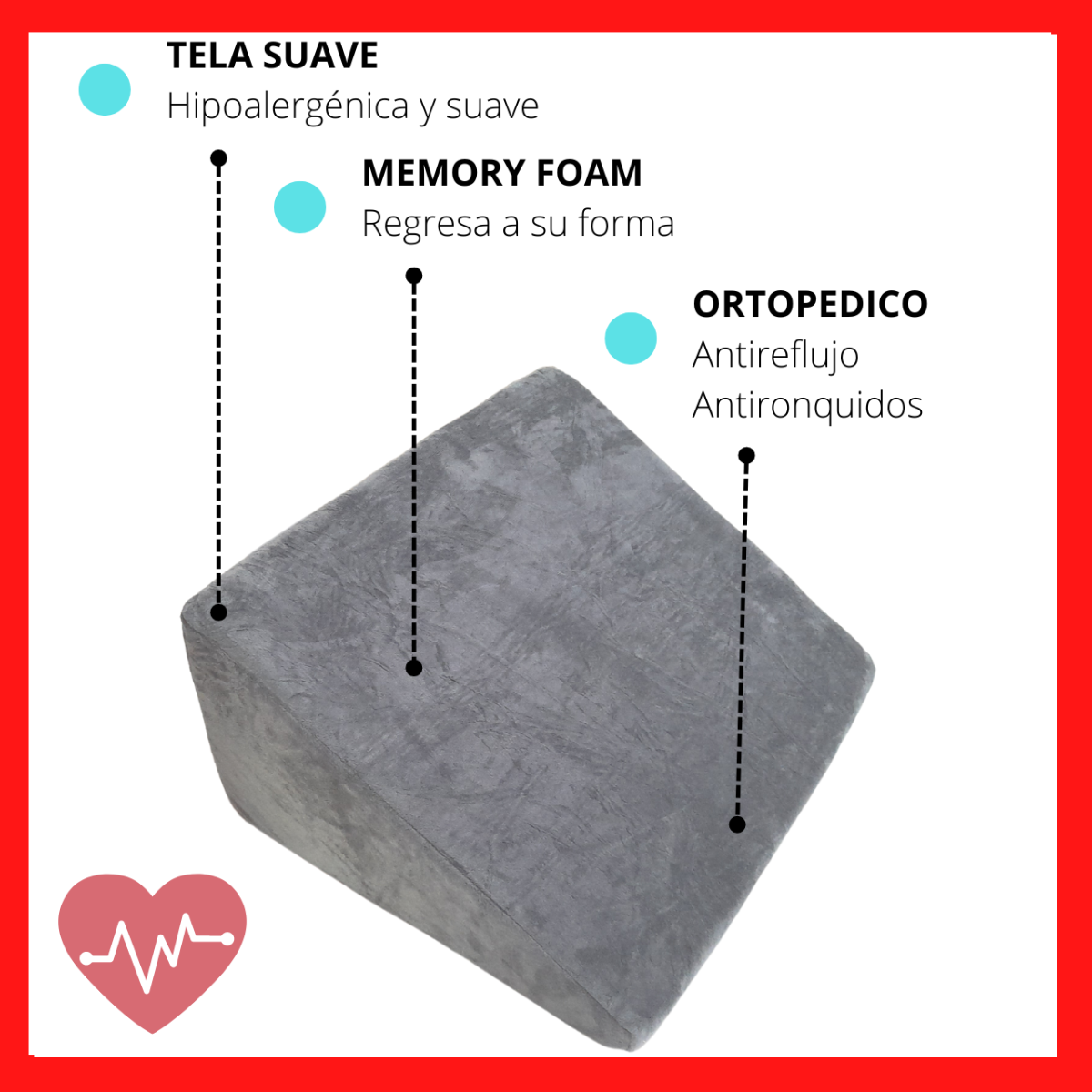 Almohada antireflujo adulto cojin vianney ortopedica ergonomica cuña reflujo