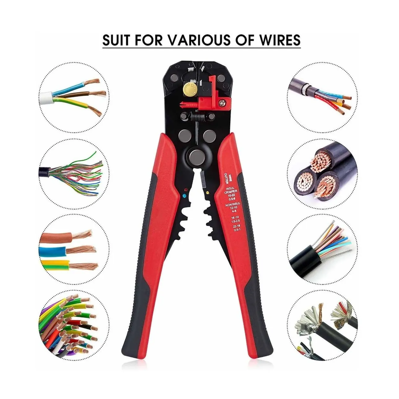 Cortacables 5 Y 1, Pelacables Automático Multifuncional Rojo