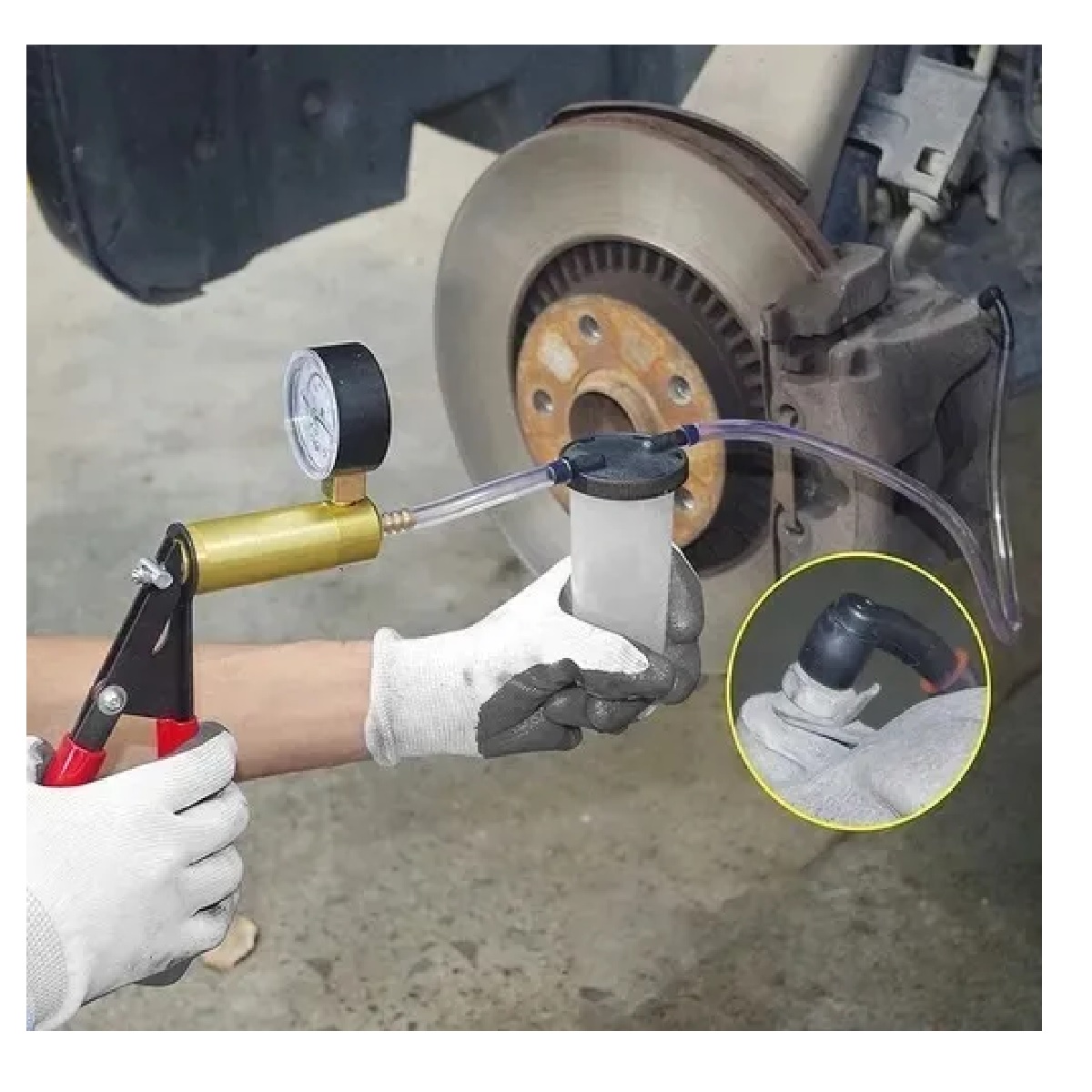 Bomba De Vacio Manual Frenos Purgador Manómetro De Aluminio