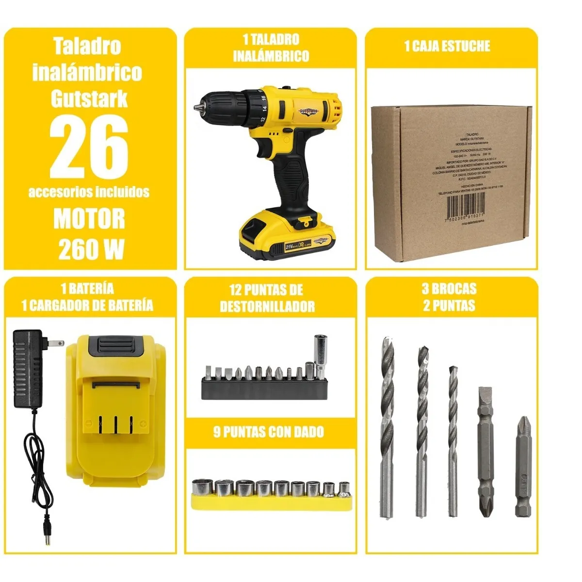 Taladro Desatornillador Inalámbrico 260w
