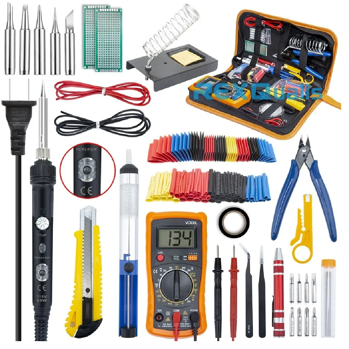 Kit De Soldador Portátil Con Multímetro Digital 142 Piezas