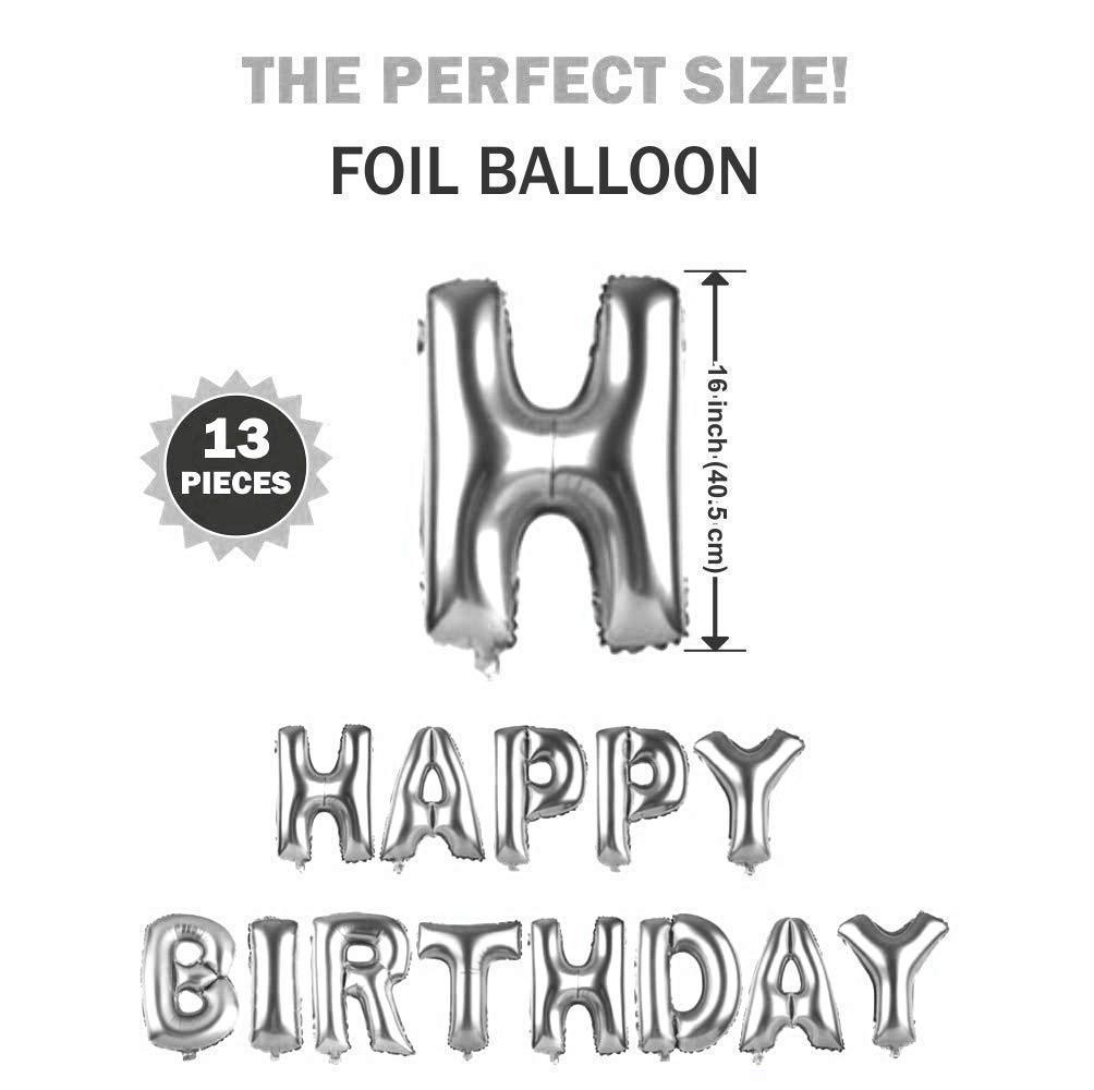 Kit Globos Metálicos Happy Birthday Plata