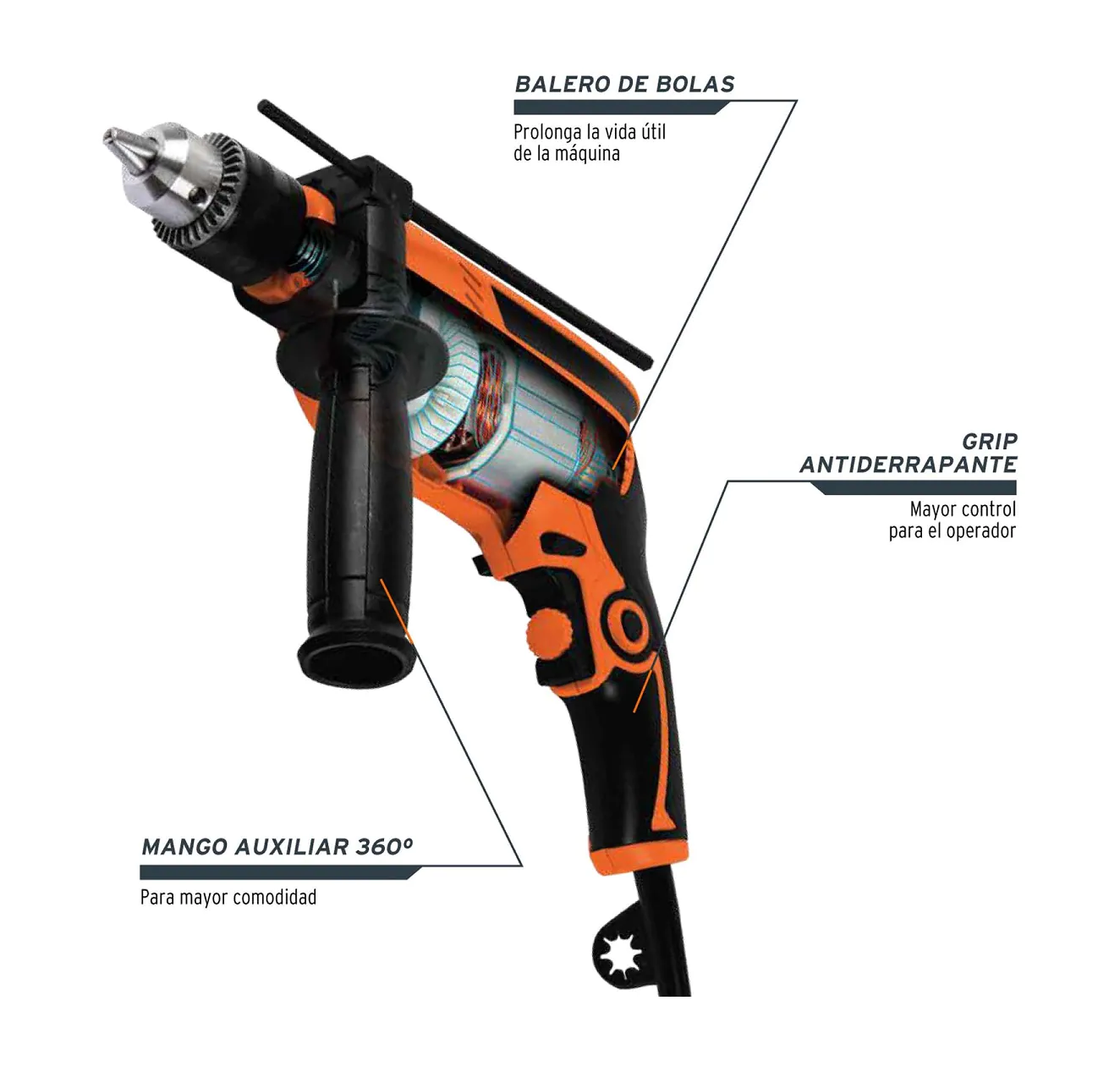 Taladro percutor eléctrico de 13mm