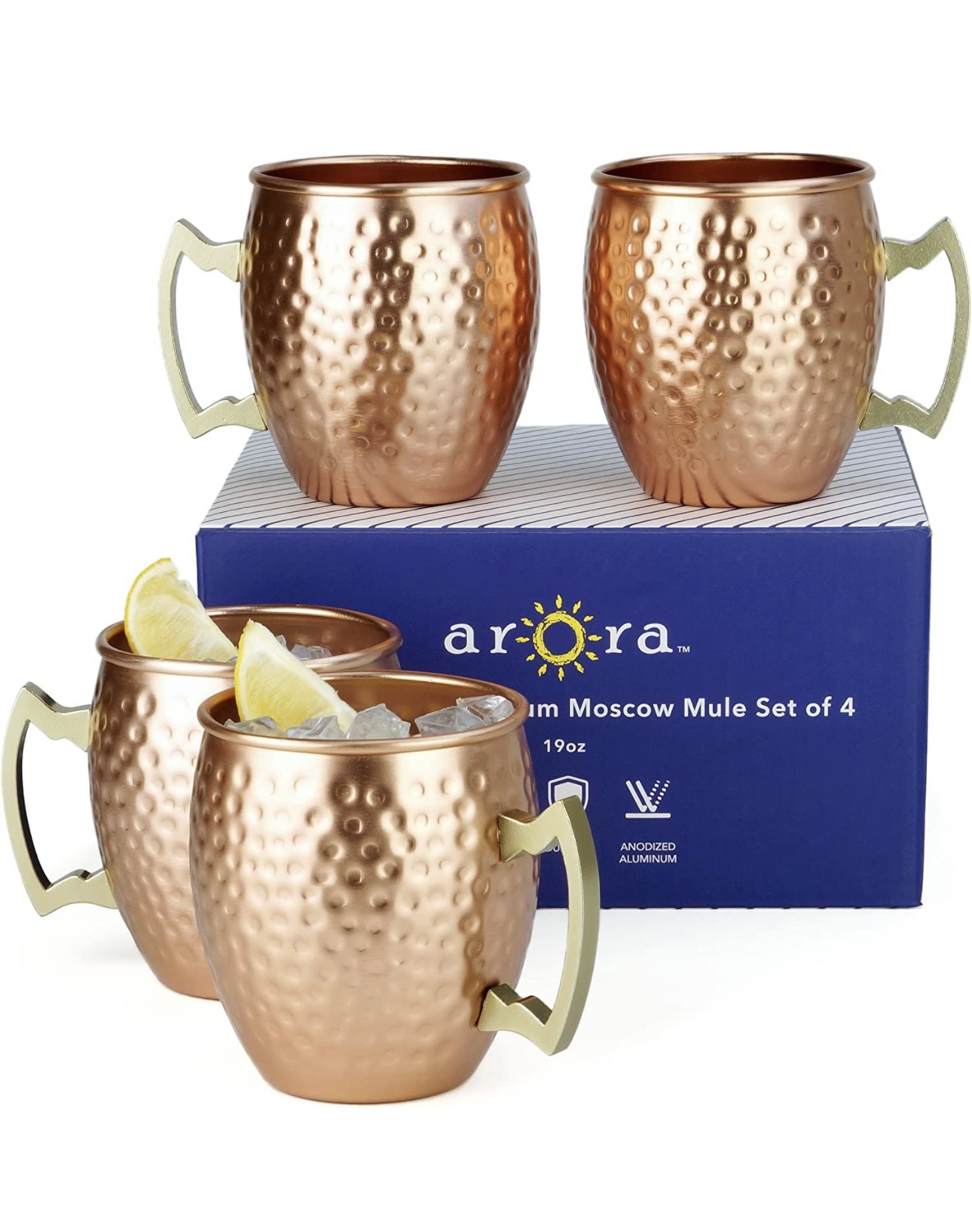 Tazas Tarros De Metal Anodizado Cobre Martillado