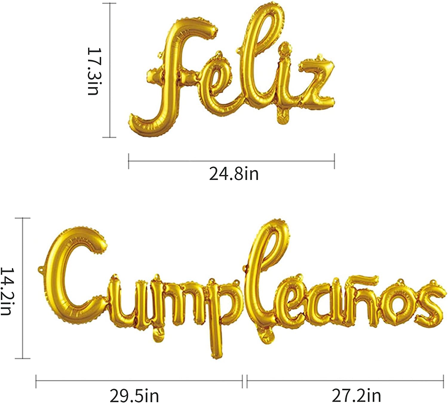 Set Globos Metálicos Feliz Cumpleaños Dorado