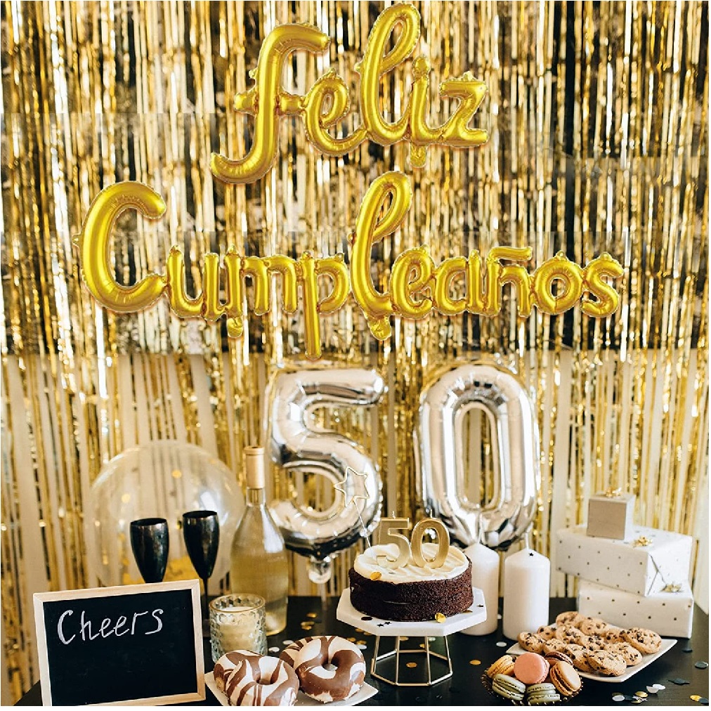 Set Globos Metálicos Feliz Cumpleaños Dorado