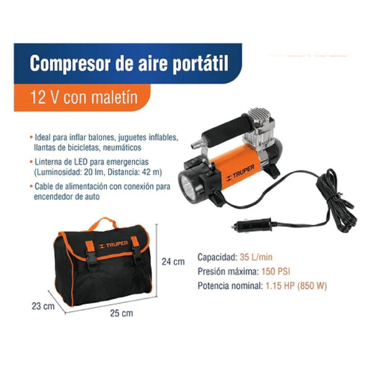 Compresor de aire mini eléctrico portátil