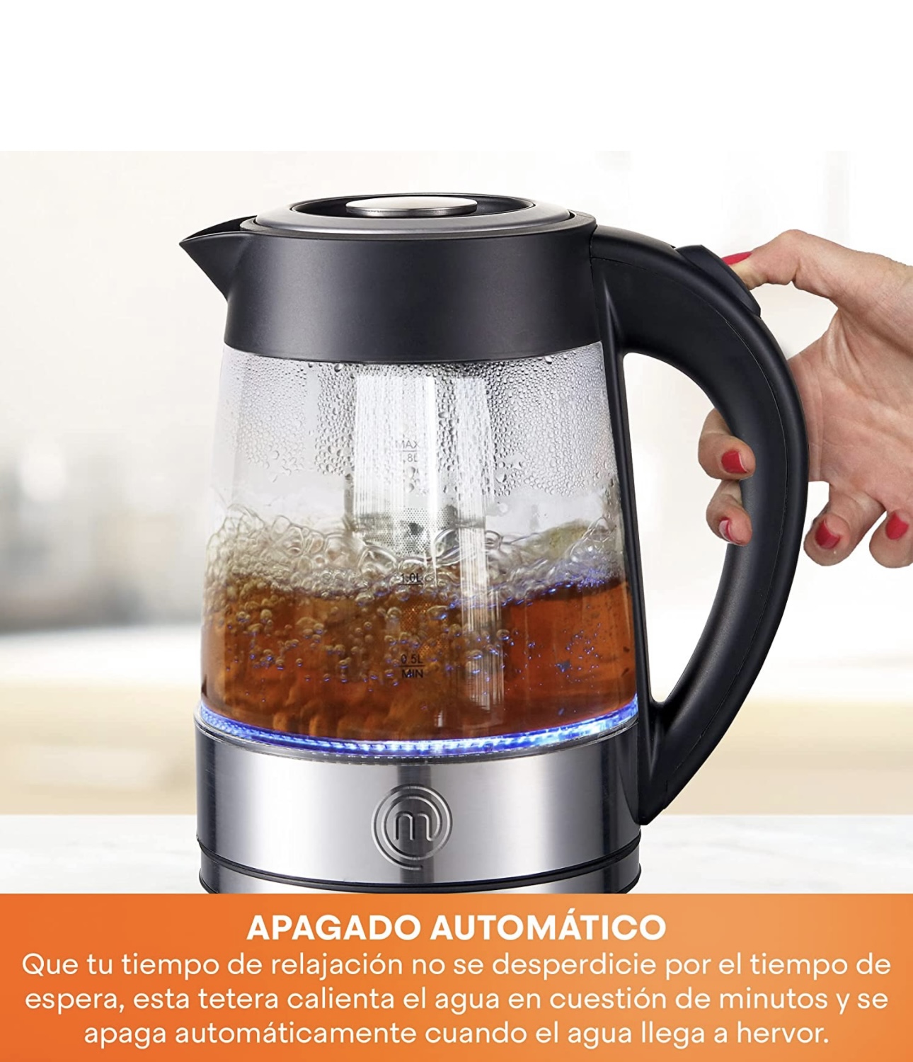 Tetera Masterchef Eléctrica Con Infusor Removible