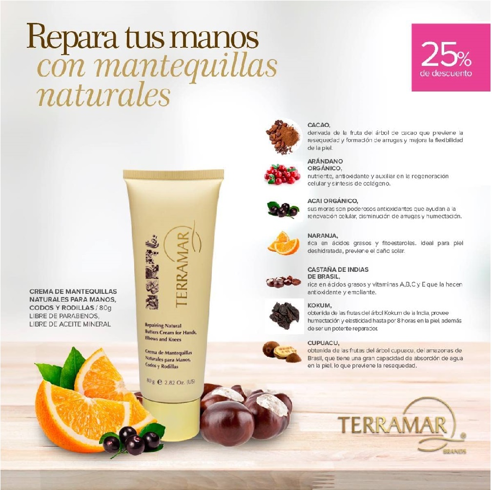 Crema de Mantequillas Naturales Para Manos 80g