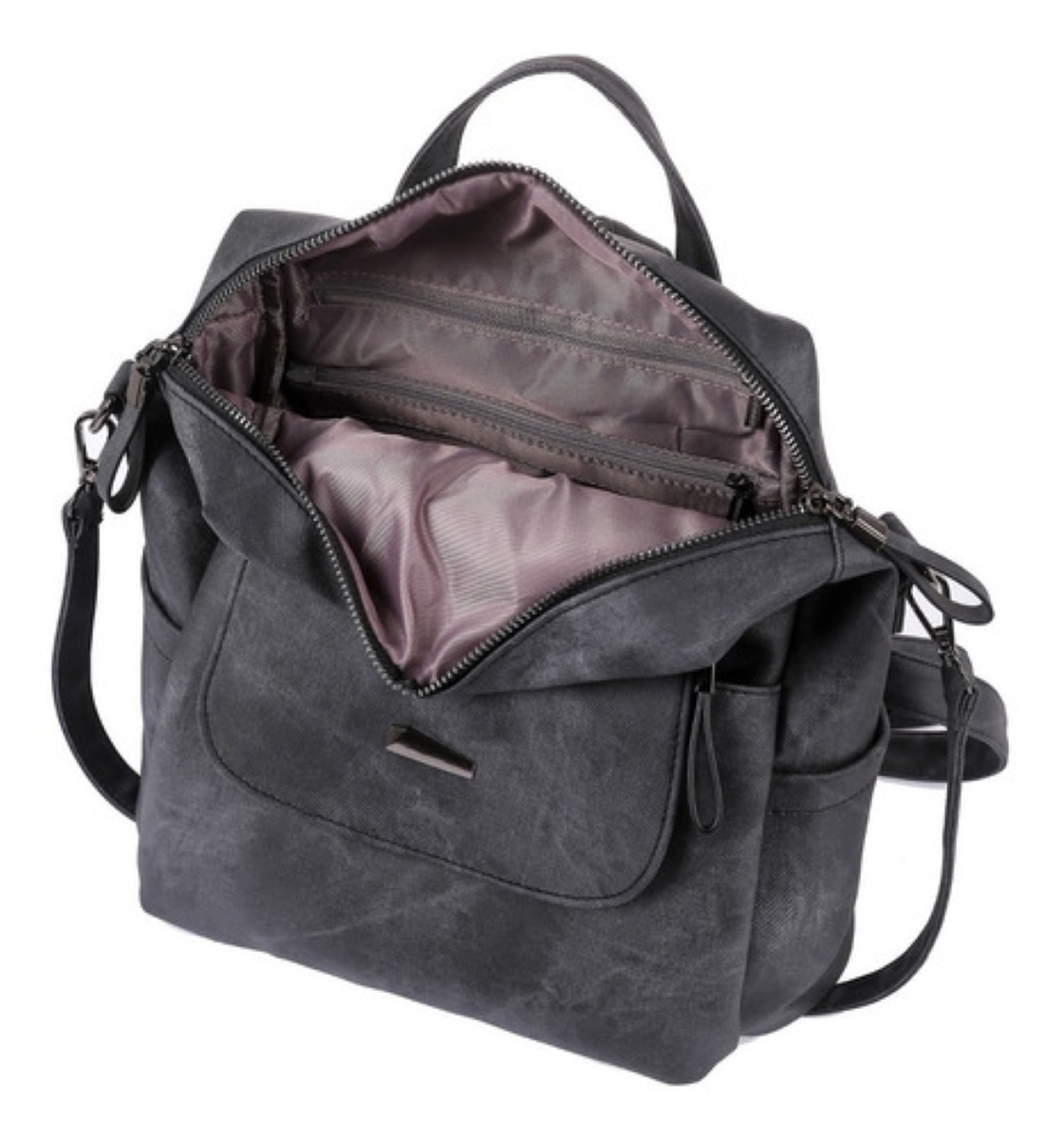 Mochila Antirrobo De Cuero Sintético Impermeable Para Mujer Negro 