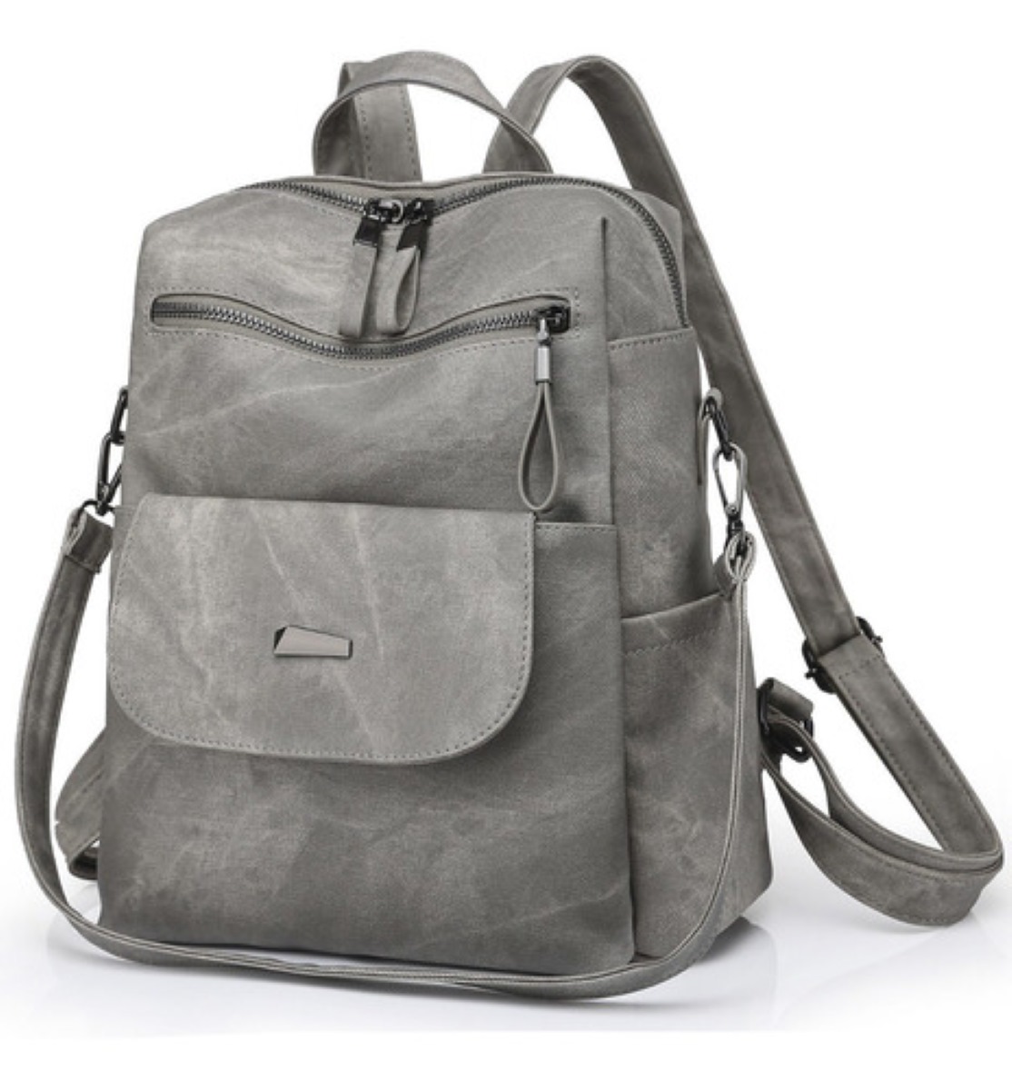 Mochila Antirrobo De Cuero Sintético Impermeable Para Mujer Gris