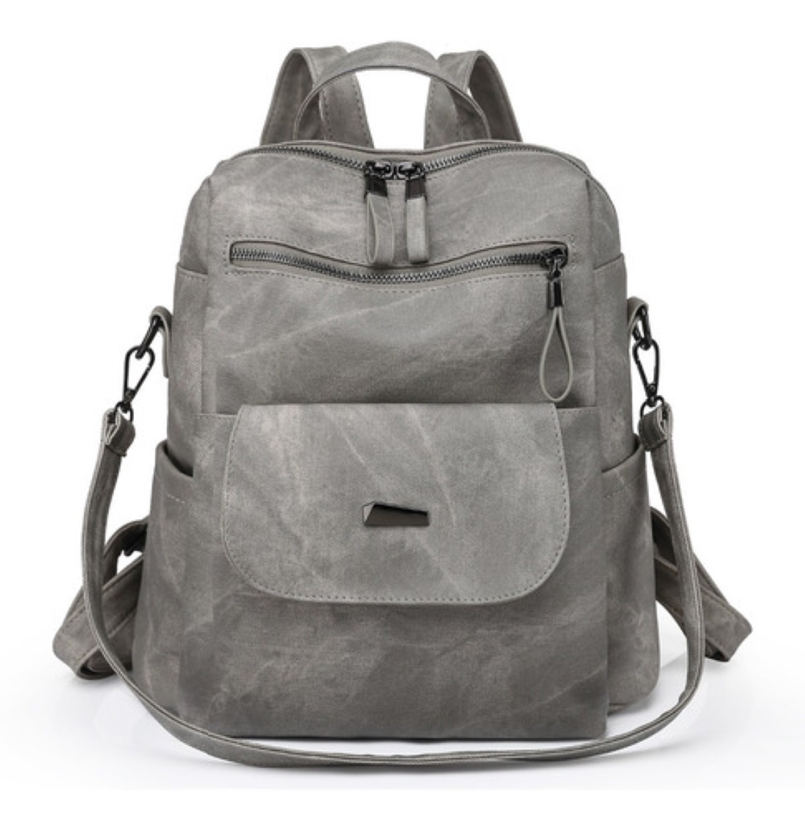 Mochila Antirrobo De Cuero Sintético Impermeable Para Mujer Gris