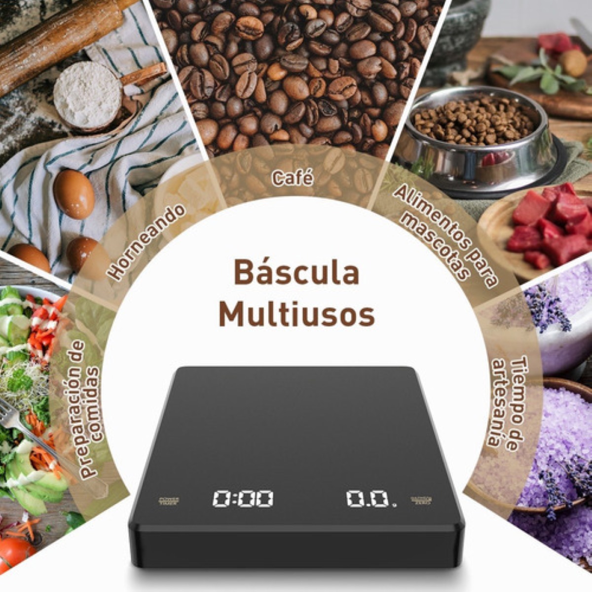 Bascula De Cocina Digital Gramera Y Cronómetro Para Cocinar