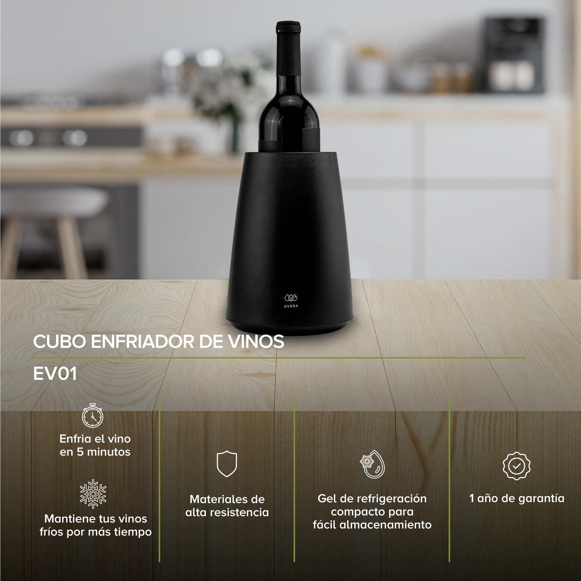 Cubo Enfriador Portátil Para Botella De Vino y/o Licor Avera EV01