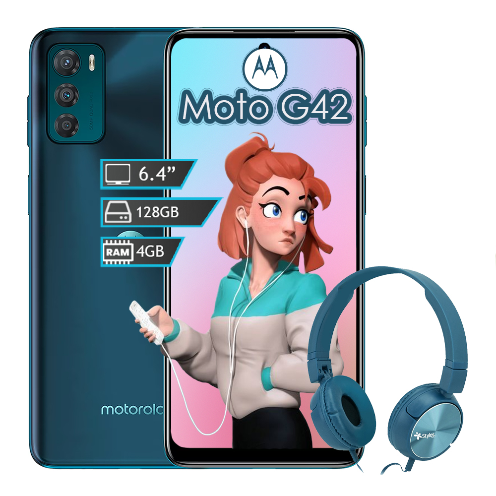 Celular Motorola Moto G42 128GB  4GB RAM - Verde + Diadema