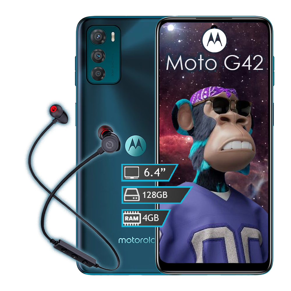 Celular Motorola Moto G42 128GB  4GB RAM - Verde + Audifonos Bluetooth