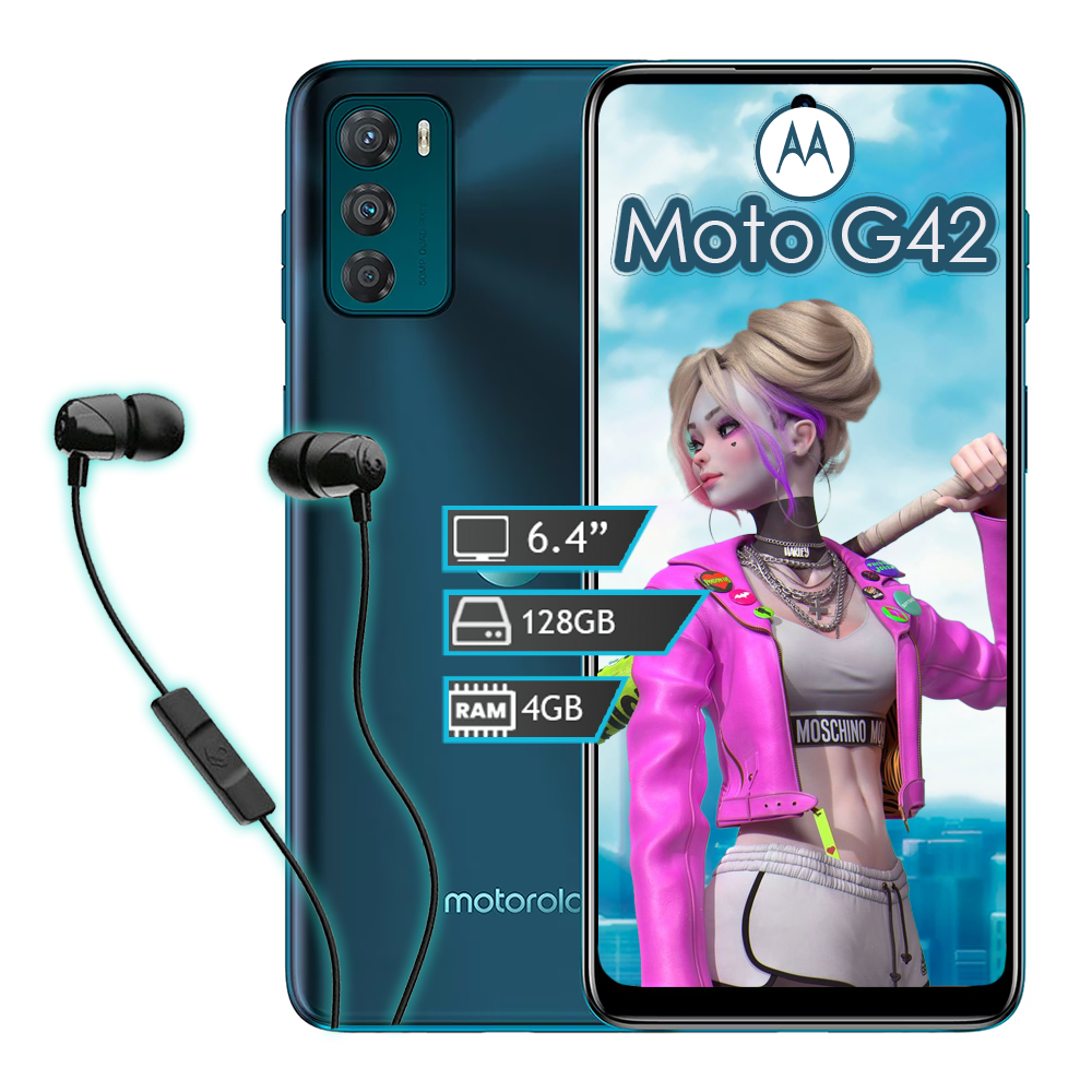 Celular Motorola Moto G42 128GB  4GB RAM - Verde + Audifonos 
