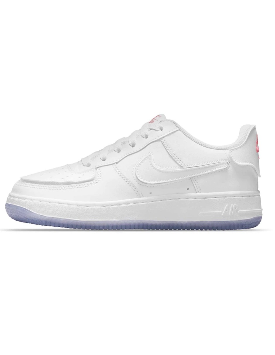 Tenis Air Force 1/1 blanco con morado palomas intercambiables originales DB1856-100