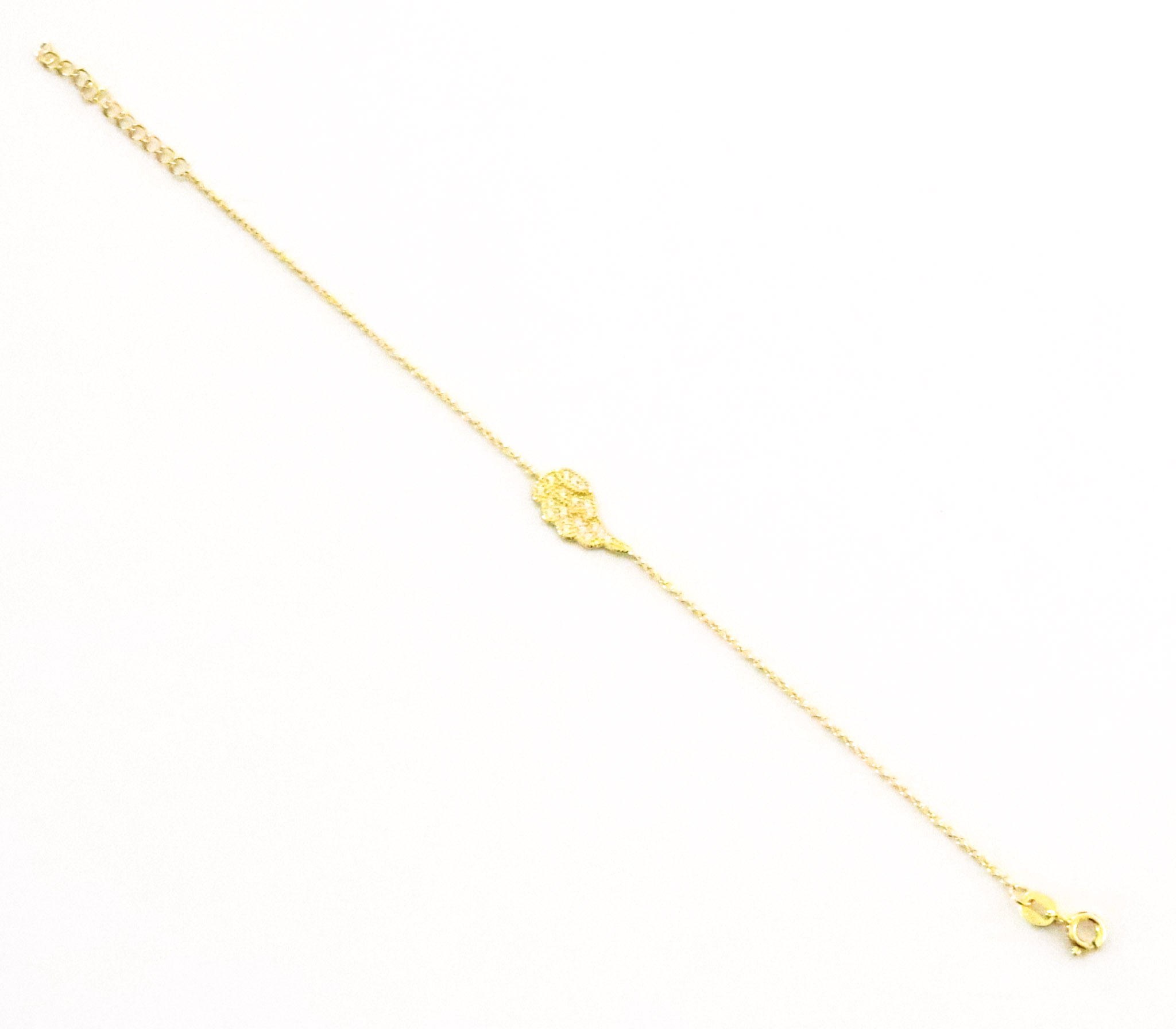 Pulsera de plata 925 con baño de oro de 24k con dije en forma de ala