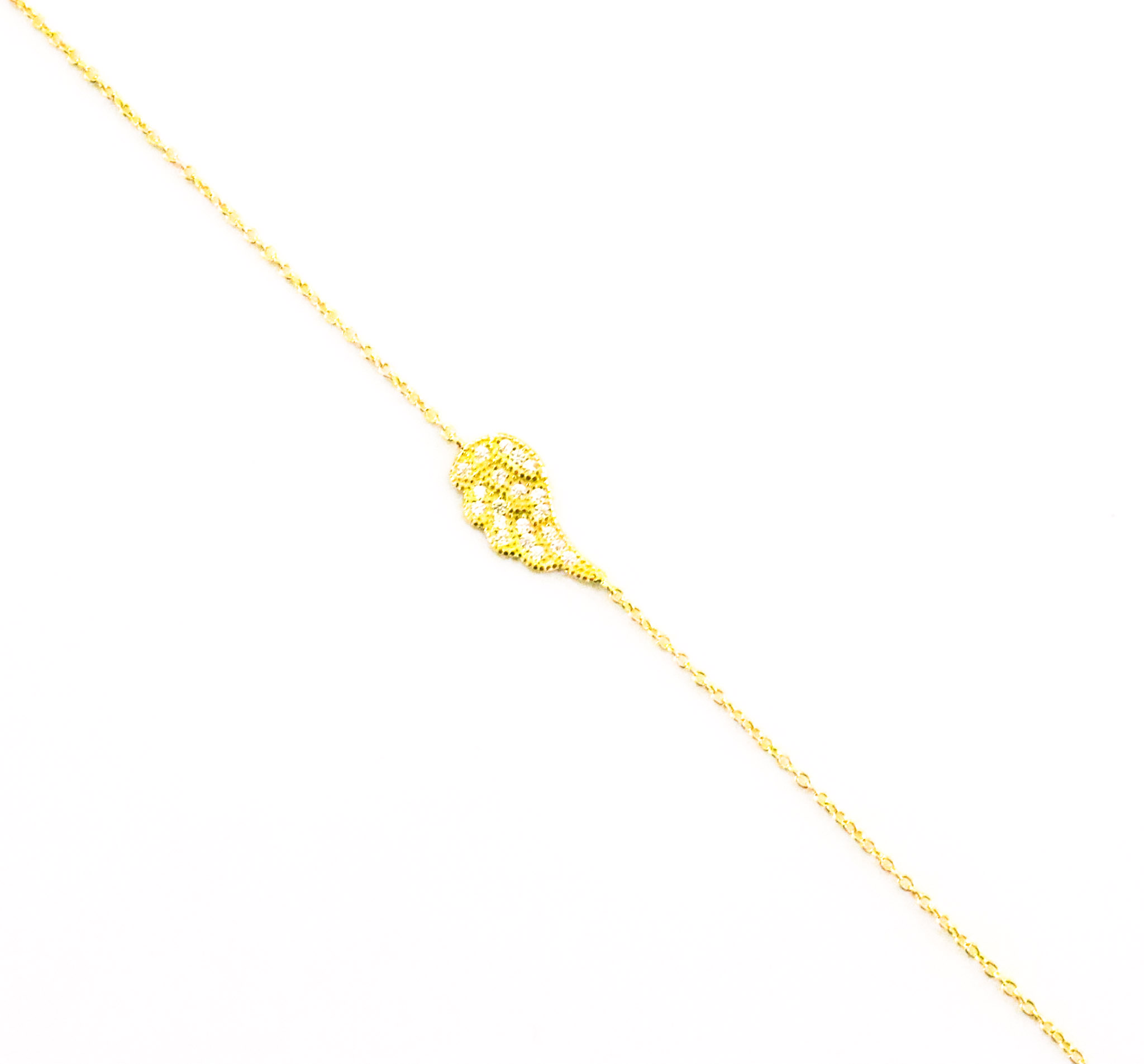 Pulsera de plata 925 con baño de oro de 24k con dije en forma de ala