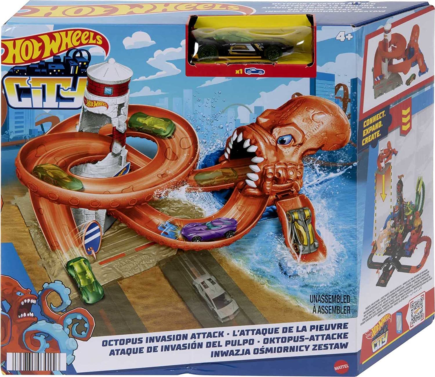 Hot Wheels City, Némesis Pulpo, Pista de Juguete para niños de 4 años en adelante