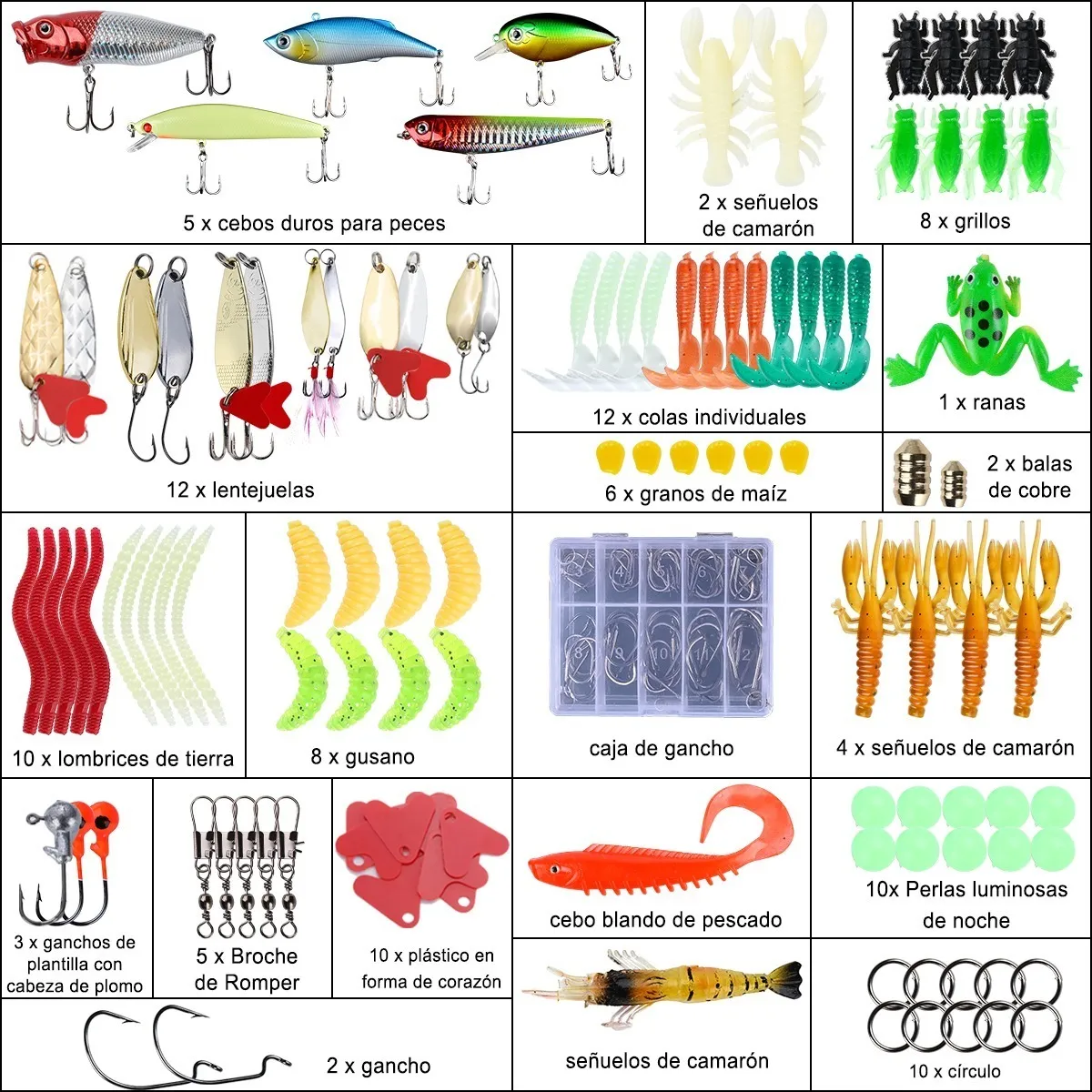 Kit De Accesorios Para Pesca  Señuelos 181 Pzas.