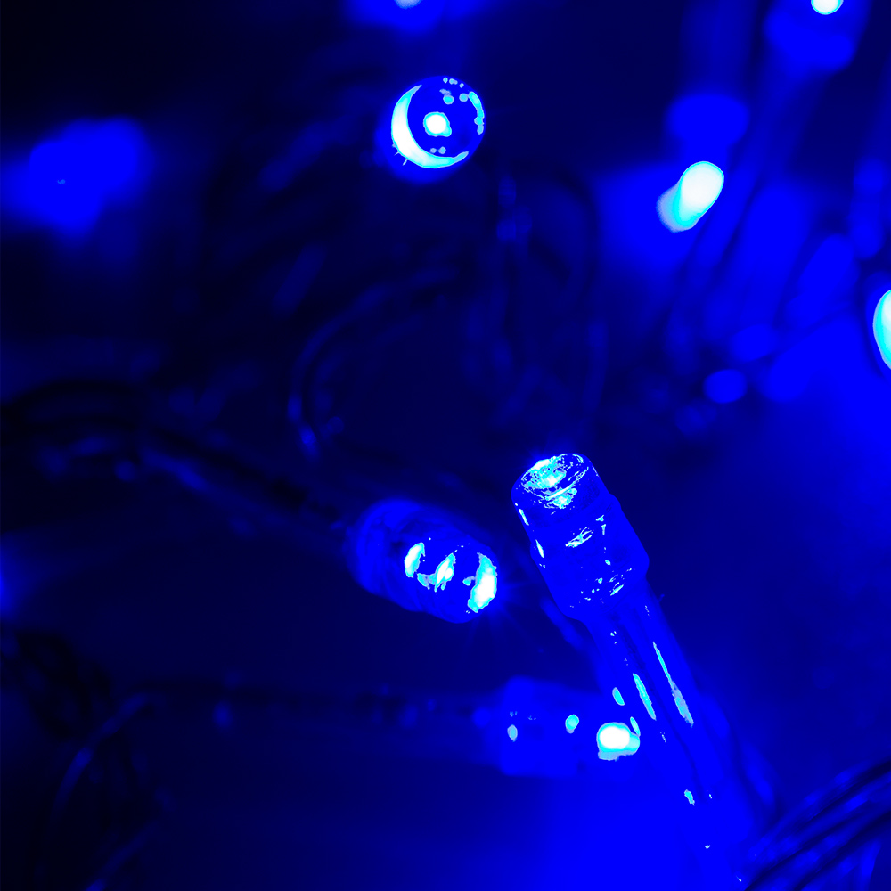 Tira Decorativa 60 Focos Luz Led Azul 8 Funciones Cable Azul 3 m