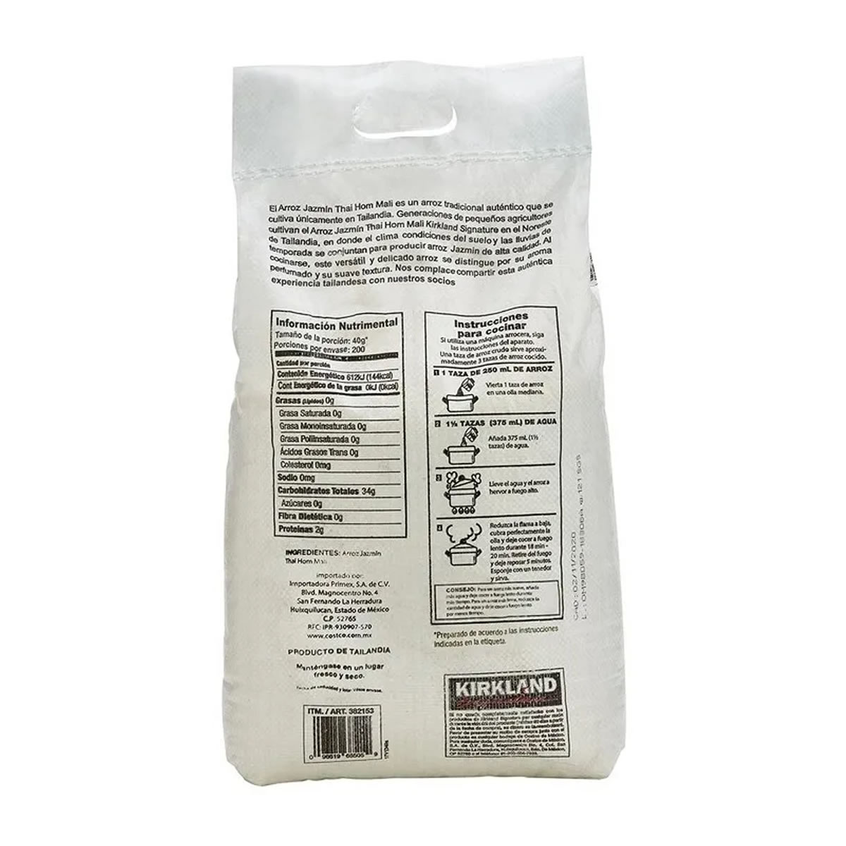 Arroz Jazmín De 8 Kilos Kirkland Signature 382153 CST